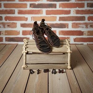 Trippen Stream Bottie Sandal Brown | Lace Up  Flats | Size 37 EUC = US 6.5